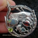 925 Silver Dolphin & Mixed Gems Pendant SP-416-KT