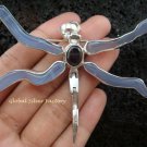 925 Silver & Blue Chalcedony Dragonfly Brooch Pendant BC-144-KT