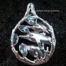 925 Silver Three Dolphins & Blue Topaz Pendant SP-415-KT