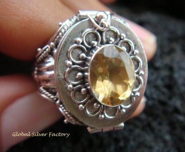 Silver & Citrine Locket Ring LR-546-KT