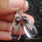 Silver Garnet Synthetic Teardrop Rose Quartz Earrings SJ-133-KT