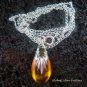 925 Silver Peridot Synthetic Amber Teardrop Pendant SJ-137-KA