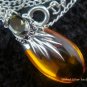 925 Silver Peridot Synthetic Amber Teardrop Pendant SJ-137-KA