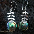 925 Silver Paua Shell Leaf Design Earrings ER-504-KT