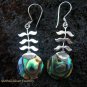 925 Silver Paua Shell Leaf Design Earrings ER-504-KT