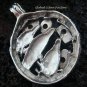 925 Silver Three Dolphins & Mixed Gems Pendant SP-414-KT