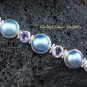 925 Silver 5 Pearls & 4 Amethyst Designer Bracelet SBB-318-KT