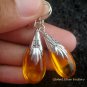 925 Silver Synthetic Amber Teardrop Earrings SJ-104-KT
