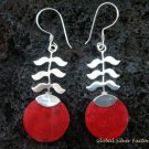 925 Silver Red Coral Leaf Design Earrings ER-503-KT