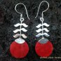 925 Silver Red Coral Leaf Design Earrings ER-503-KT