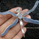 925 Silver & Blue Chalcedony Dragonfly Brooch Pendant BC-146-KT