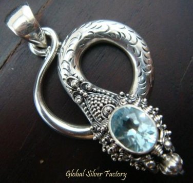 925 Silver Blue Topaz Snake Pendant SP-313-NY