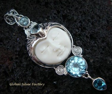 Sterling Silver & Four Blue Topaz Goddess Pendant GDP-945-PS