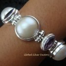925 Silver 5 Pearls & 4 Amethyst Designer Bracelet SBB-316-KT