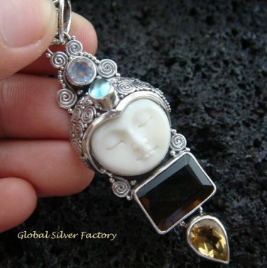 925 Silver & Smokey Quartz Goddess Pendant GDP-952-PS