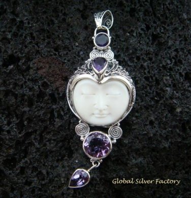 Sterling Silver & Four Amethyst Goddess Pendant GDP-943-PS