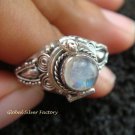 Silver & Rainbow Moonstone Locket Ring LR-536-KT