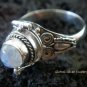 Silver & Rainbow Moonstone Locket Ring LR-536-KT
