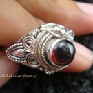 Silver & Round Garnet Locket Ring LR-535-KT