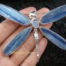 Large Silver Kyanite & Moonstone Dragonfly Brooch Pendant BC-143-KT