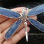 Large Silver Kyanite & Labradorite Dragonfly Brooch Pendant BC-142-KT