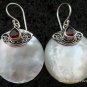 925 Silver Garnet & Round Shell Earrings ER-526-KT