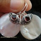 925 Silver Garnet & Round Shell Earrings ER-526-KT