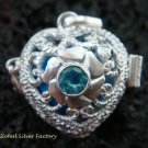 925 Silver Blue Topaz Heart Harmony Ball Pendant HB-309-KT