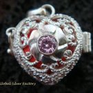 925 Silver Rose Quartz Heart Harmony Ball Pendant HB-308-KT