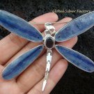 Large 925 Silver Kyanite & Garnet Dragonfly Brooch Pendant BC-141-KT