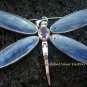 Large 925 Silver Kyanite & Amethyst Dragonfly Brooch Pendant BC-140-KT