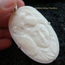 Sterling Silver Carved Women & Wolf Pendant SP-424-KA