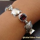 Silver & Garnet Turtle Bracelet SBB-252-PS