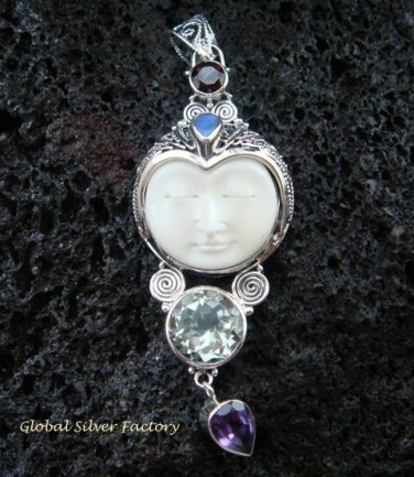 925 Silver & Multi Gems Goddess Pendant GDP-946-PS