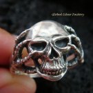 Sterling Silver Biker Skull Design Ring MJ-143-PS