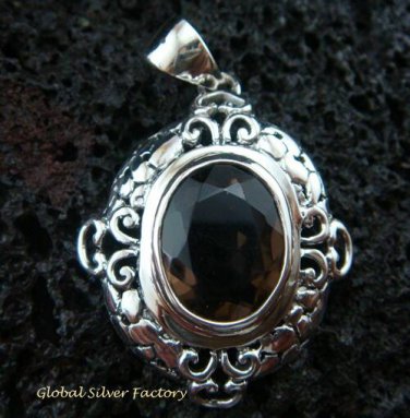 Bali Design 925 Silver & Smokey Quartz Pendant SP-446-KT
