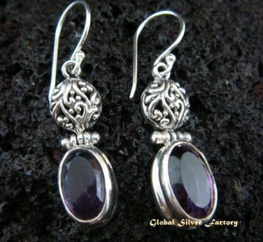 925 Silver & Amethyst Drop Earrings ER-445-NY