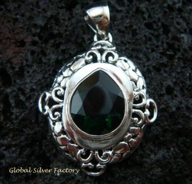 Bali Design 925 Silver & Green Quartz Pendant SP-442-KT