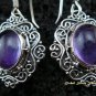 Antique 925 Silver Bali Amethyst Earrings ER-449-NY
