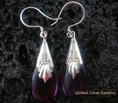Sterling Silver Amethyst (syn ) Earrings SJ-155-KA