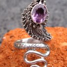 Sterling Silver Amethyst Large Snake Ring RI-110-NY
