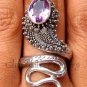 Sterling Silver Amethyst Large Snake Ring RI-110-NY
