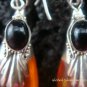 Silver & Synthetic Amber Earrings SJ-179-KT