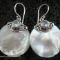 925 Silver Blue Topaz & Round Shell Earrings ER-527-KT