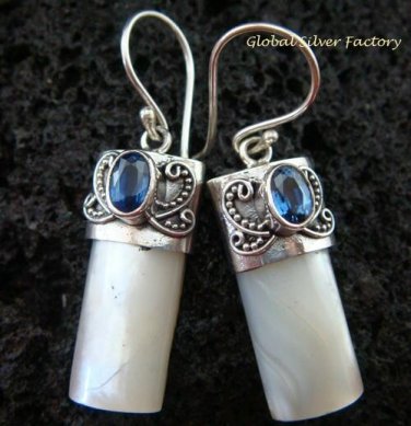 925 Silver Blue Sapphire & Shell Earrings ER-524-KT