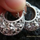 Sterling Silver Fragnipani Hoop Earrings SE-151-KT