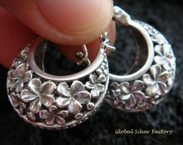 Sterling Silver Fragnipani Hoop Earrings SE-151-KT