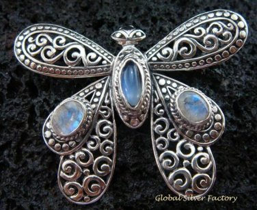 925 Silver Rainbow Moonstone Butterfly Brooch BC-162-KT