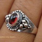 Sterling Silver Garnet Cabochon Ring RI-283-KT