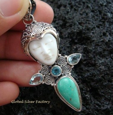 925 Silver & Turquoise Goddess Pendant GDP-937-PS